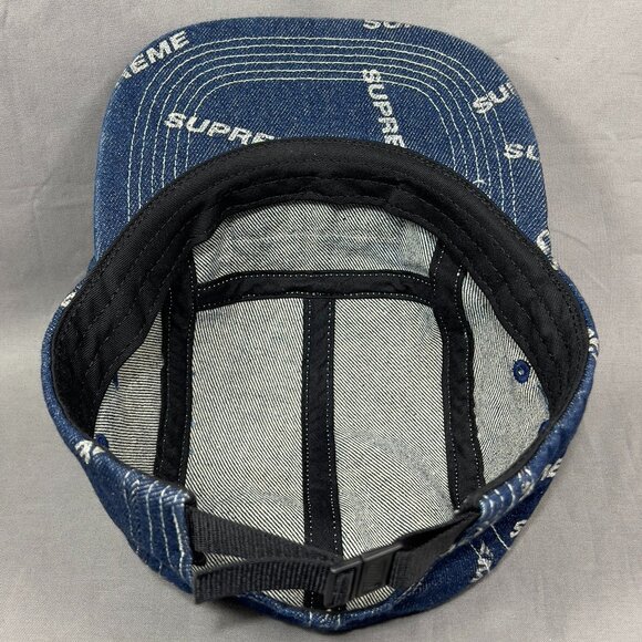 Supreme Strapback Clip Hat 5 panel Blue Denim Streetwear Box Glitter USA Mens - Picture 15 of 16